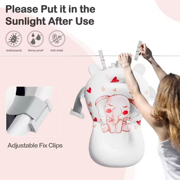 Tumajup Foldable Baby ‎Bathtub Elephant PP+TPE with Soft Cushion&Thermometer for 0-36 Months Toddler Gray