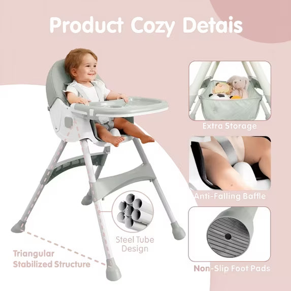 TUMAJUP 6- in -1 Baby High Chair with 5 -Point Safety Harness-Green