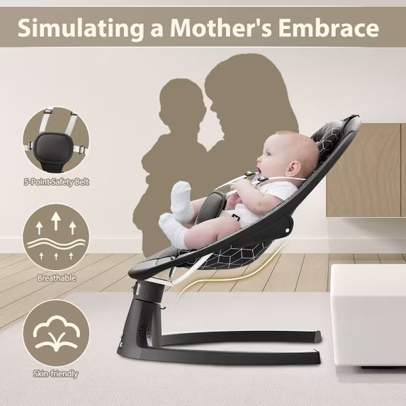 Tumajup 5 in 1 Large Baby Swing Bouncer with Rocking, Mosquito Net&Cute Toys Black Striped for Toddler, 1 Count