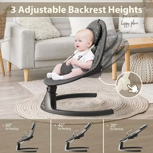 Tumajup 5 in 1 Large Baby Swing Bouncer with Rocking, Mosquito Net&Cute Toys Black Striped for Toddler, 1 Count