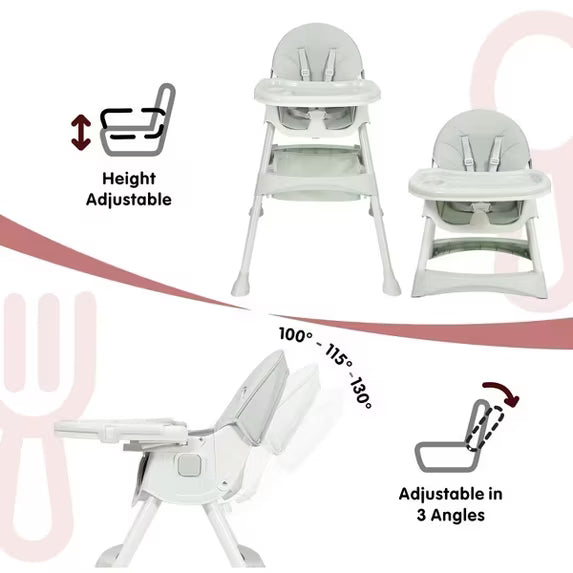 TUMAJUP 6- in -1 Baby High Chair with 5 -Point Safety Harness-Green