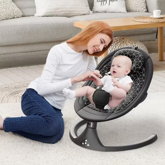 Tumajup 5 in 1 Large Baby Swing Bouncer with Rocking, Mosquito Net&Cute Toys Black Striped for Toddler, 1 Count