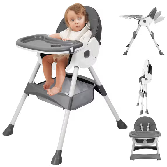 TUMAJUP 6- in -1 Baby High Chair with 5 -Point Safety Harness-Gray