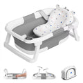Tumajup Collapsible Baby Bathtub with Soft Bath Cushion&Thermometer , Gray