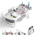 TUMAJUP Foldable Baby ‎Bathtub Elephant PP+TPE with Soft Cushion&Thermometer for 0-36 Months Toddler Gray
