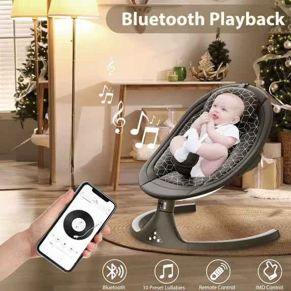 Tumajup 5 in 1 Large Baby Swing Bouncer with Rocking, Mosquito Net&Cute Toys Black Striped for Toddler, 1 Count