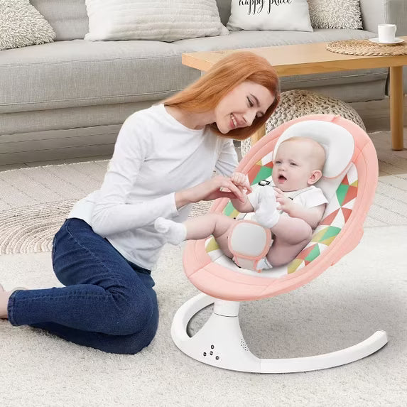 Tumajup 5 in 1 Large Baby Swing Bouncer with Rocking, Mosquito Net&Cute Toys Pink Striped for Toddler, 1 Count